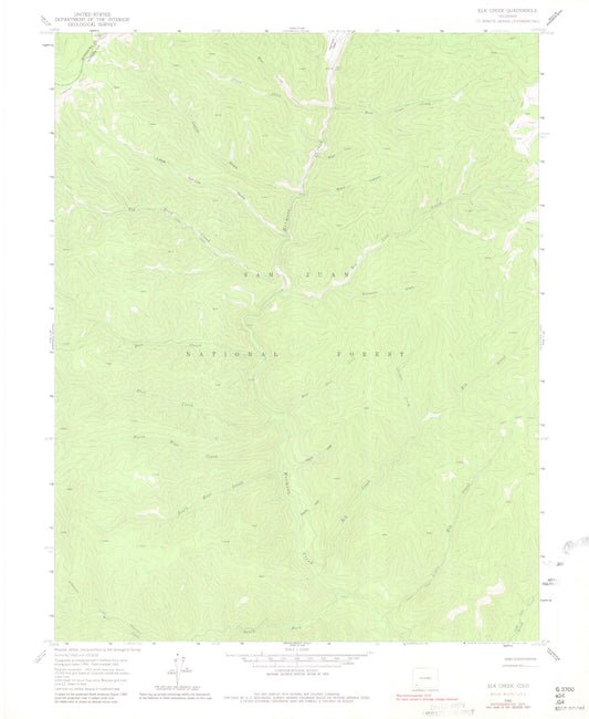 USGS Classic Elk Creek Colorado 7.5'x7.5' Topo Map Image