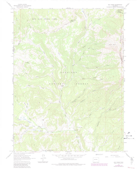 USGS Classic Elk Knob Colorado 7.5'x7.5' Topo Map Image