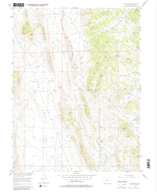 Classic USGS Elkhorn Colorado 7.5'x7.5' Topo Map Image
