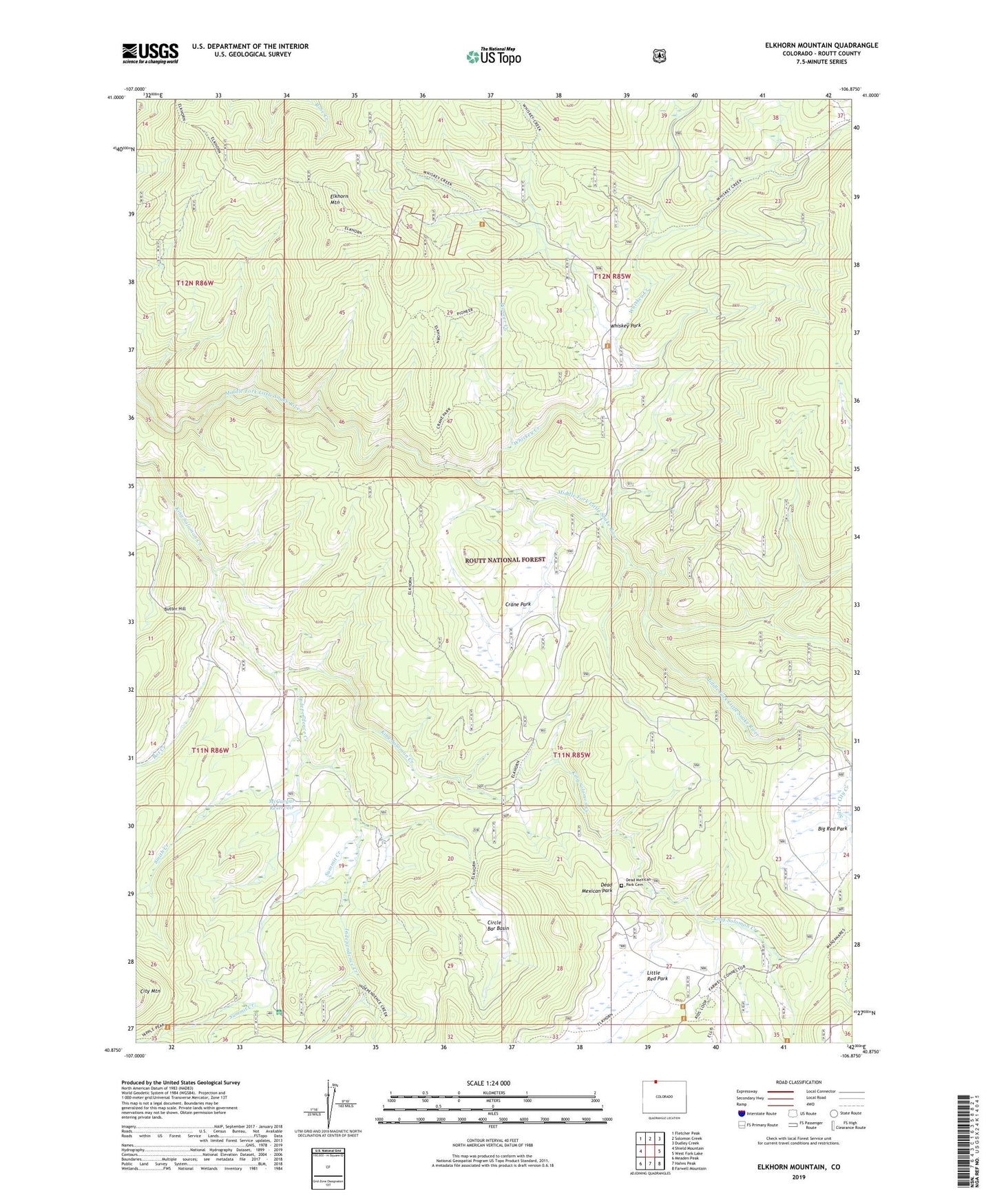 Elkhorn Mountain Colorado US Topo Map Image