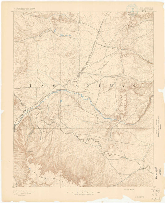 Historic 1892 Elmore Colorado 30'x30' Topo Map Image