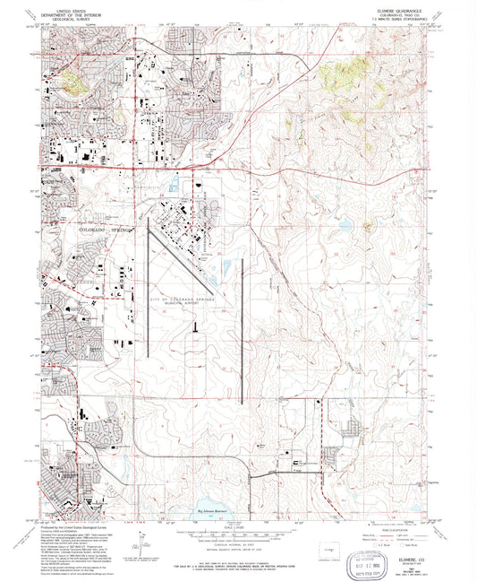 Classic USGS Elsmere Colorado 7.5'x7.5' Topo Map Image