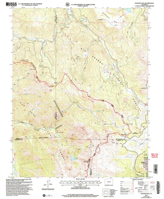 Classic USGS Elwood Pass Colorado 7.5'x7.5' Topo Map Image