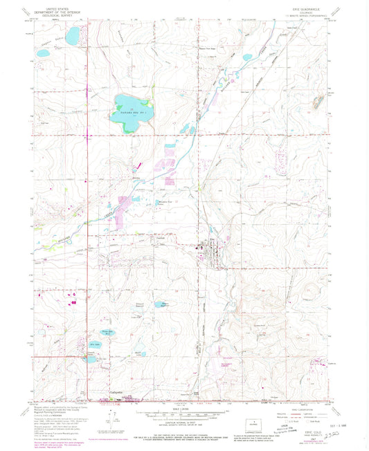 Classic USGS Erie Colorado 7.5'x7.5' Topo Map Image
