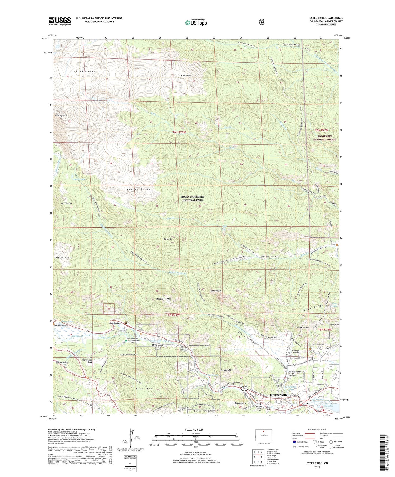 Estes Park Colorado US Topo Map Image