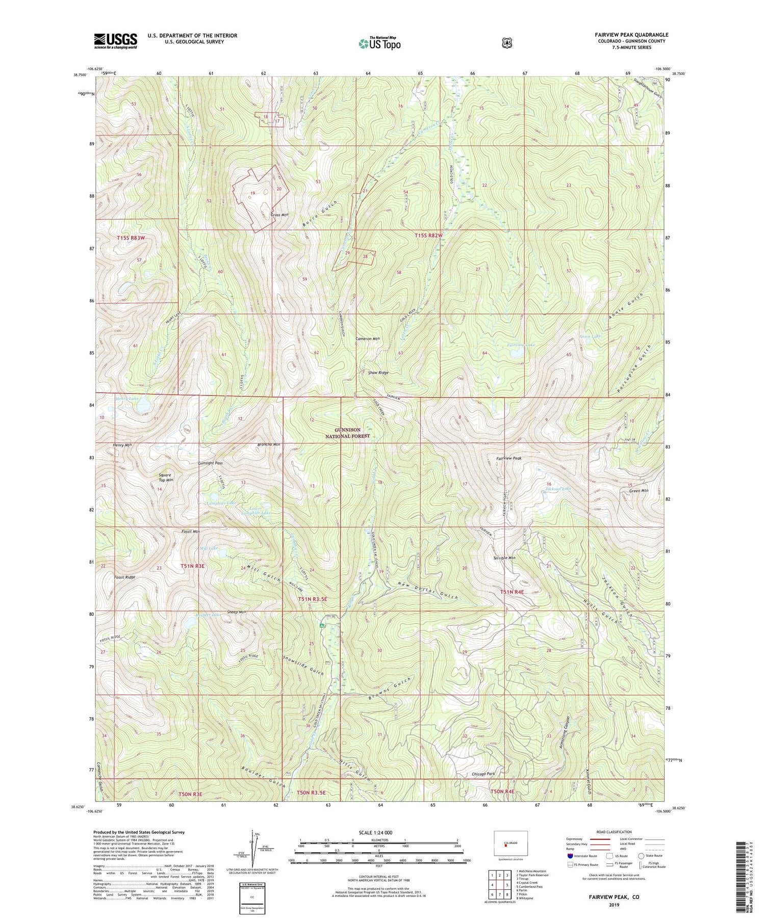 Fairview Peak Colorado US Topo Map Image