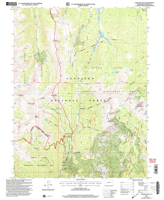 Classic USGS Fairview Peak Colorado 7.5'x7.5' Topo Map Image