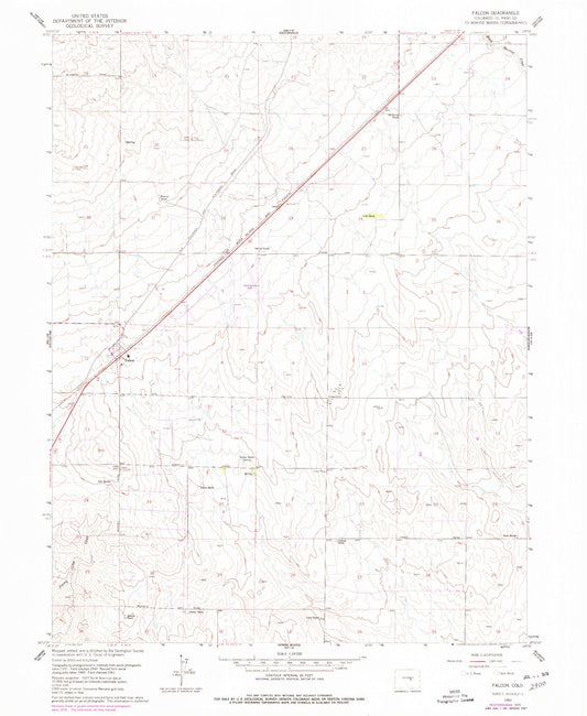 Classic USGS Falcon Colorado 7.5'x7.5' Topo Map Image