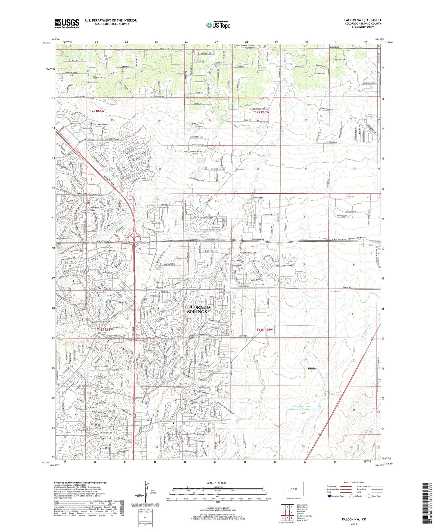 Falcon NW Colorado US Topo Map Image