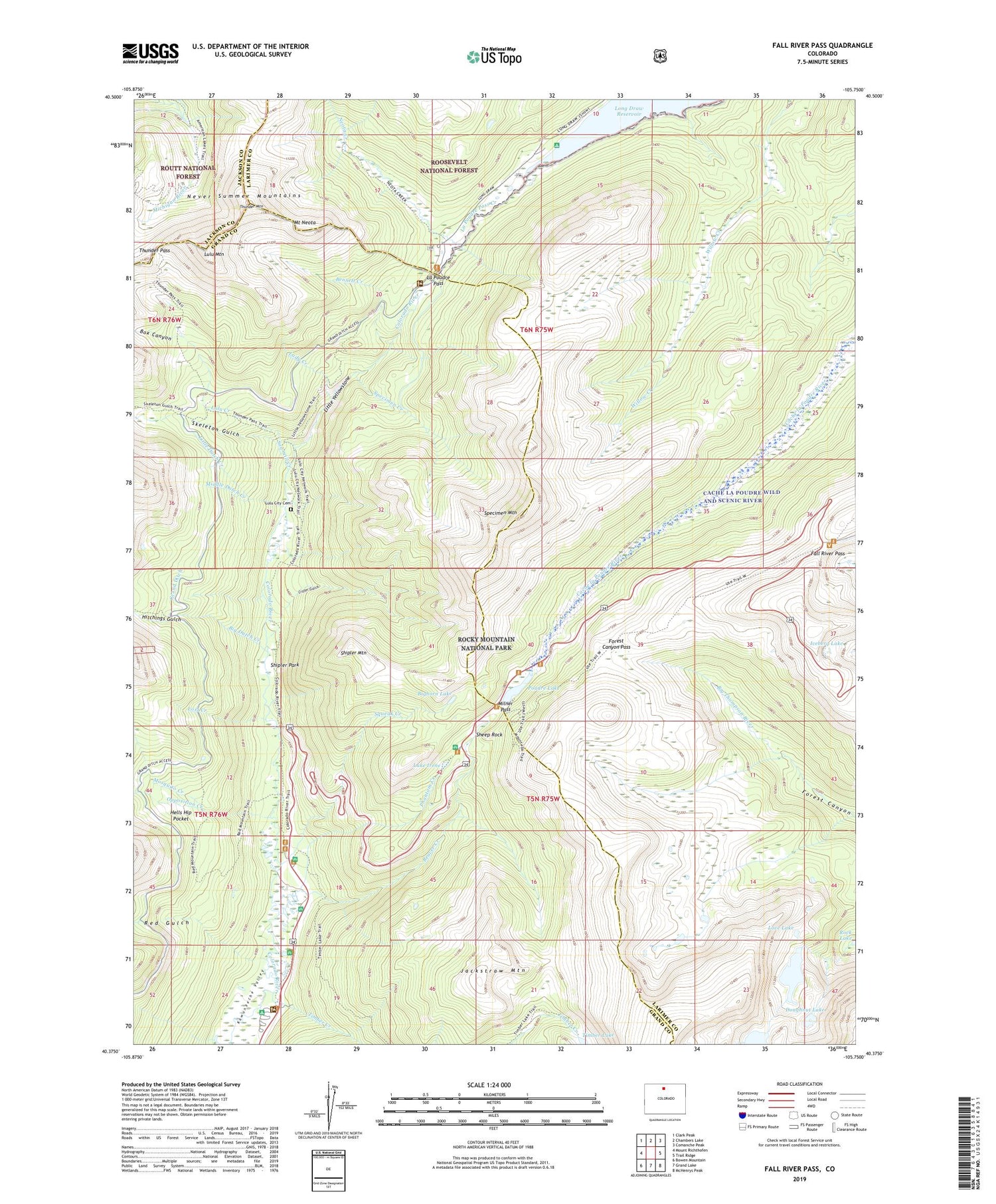 Fall River Pass Colorado US Topo Map Image