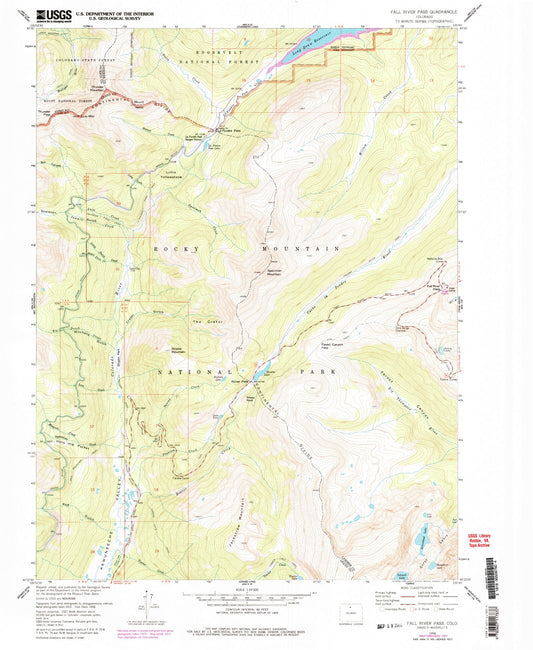 Classic USGS Fall River Pass Colorado 7.5'x7.5' Topo Map Image