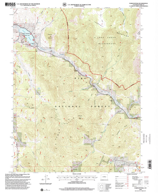 Classic USGS Farnum Peak Colorado 7.5'x7.5' Topo Map Image