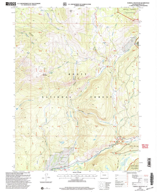 Classic USGS Farwell Mountain Colorado 7.5'x7.5' Topo Map Image