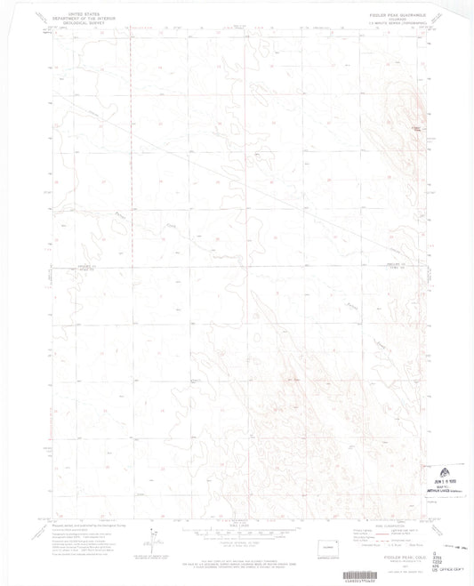 Classic USGS Fiddler Peak Colorado 7.5'x7.5' Topo Map Image