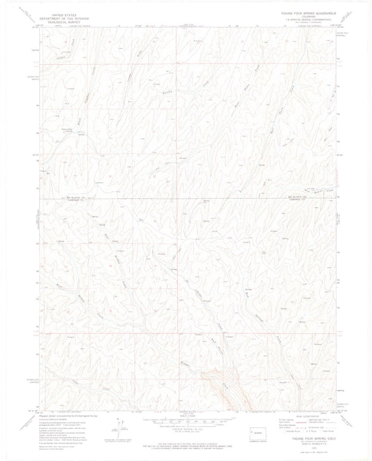 Classic USGS Figure Four Spring Colorado 7.5'x7.5' Topo Map Image