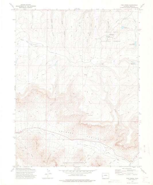 Classic USGS Fish Creek Colorado 7.5'x7.5' Topo Map Image