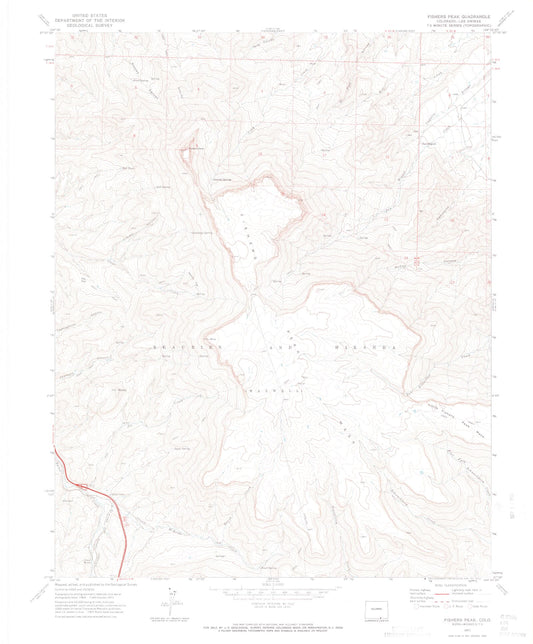 Classic USGS Fishers Peak Colorado 7.5'x7.5' Topo Map Image