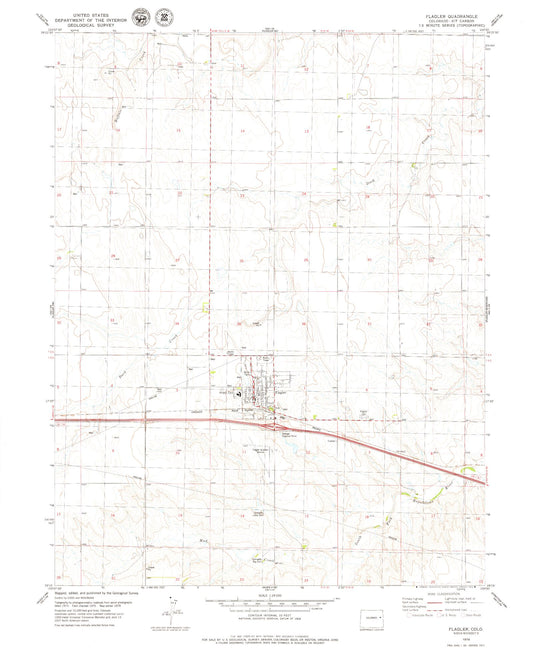 Classic USGS Flagler Colorado 7.5'x7.5' Topo Map Image