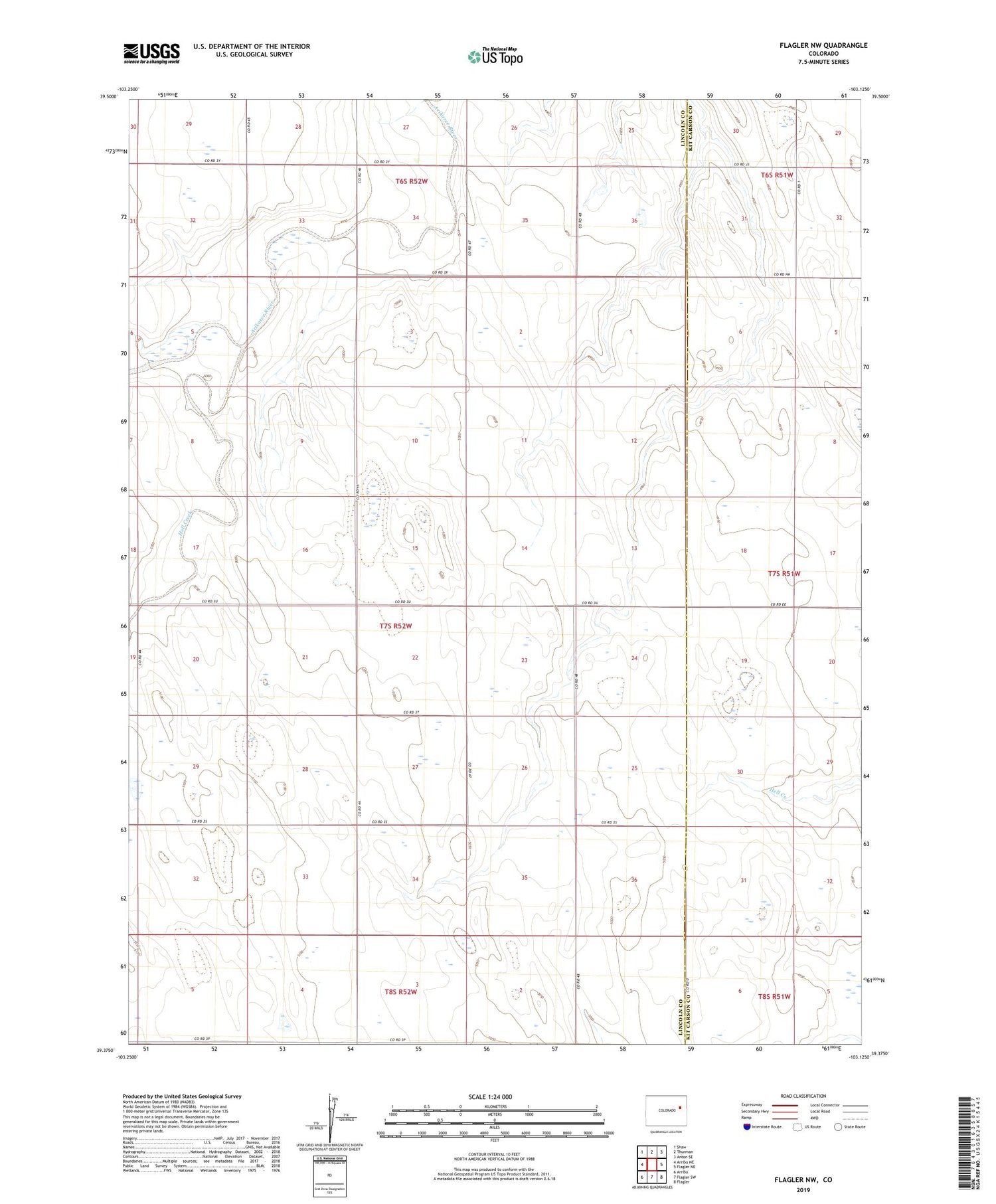 Flagler NW Colorado US Topo Map Image