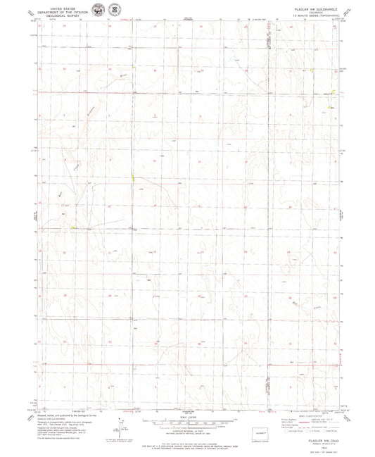 Classic USGS Flagler NW Colorado 7.5'x7.5' Topo Map Image