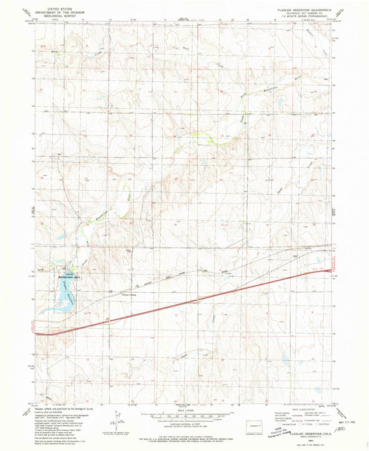 Classic USGS Flagler Reservoir Colorado 7.5'x7.5' Topo Map Image