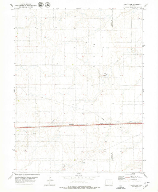 Classic USGS Flagler SW Colorado 7.5'x7.5' Topo Map Image
