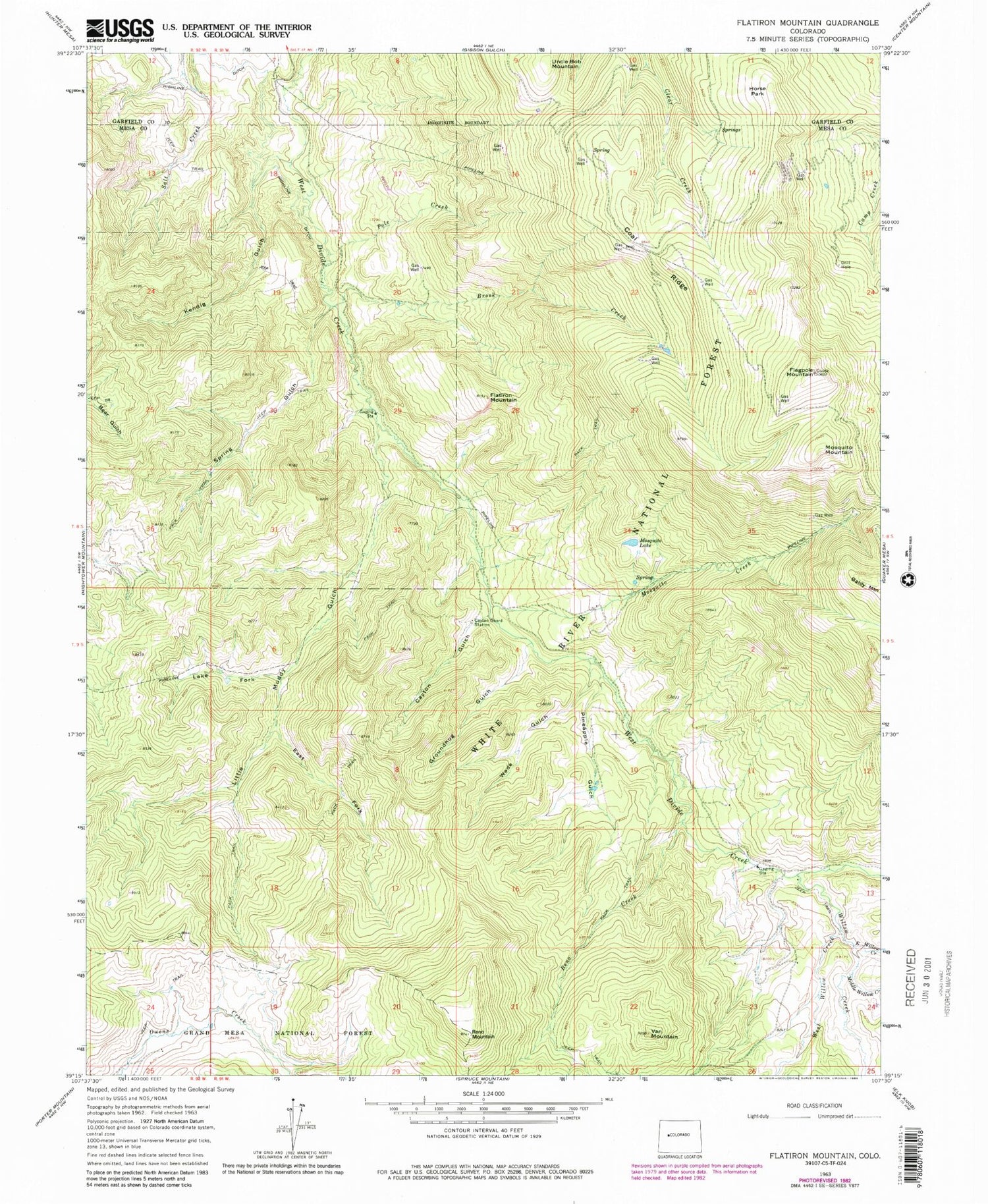 Classic USGS Flatiron Mountain Colorado 7.5'x7.5' Topo Map Image