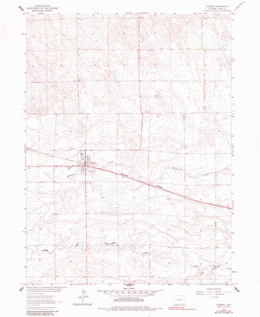 Classic USGS Fleming Colorado 7.5'x7.5' Topo Map Image