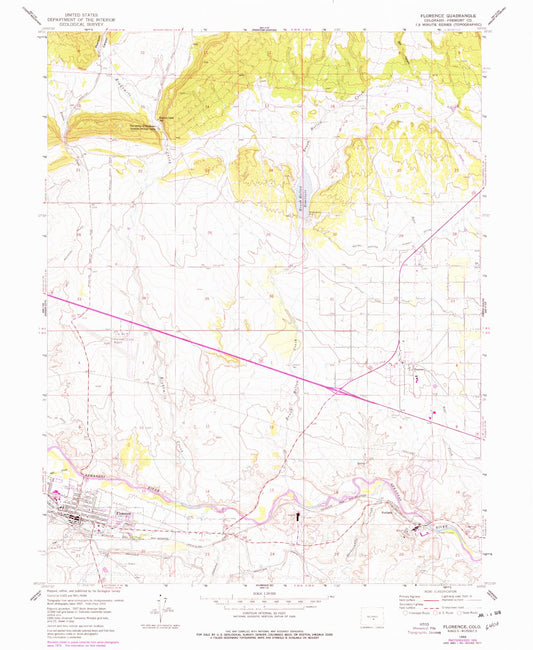 Classic USGS Florence Colorado 7.5'x7.5' Topo Map Image