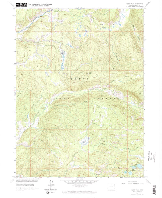 USGS Classic Floyd Peak Colorado 7.5'x7.5' Topo Map Image