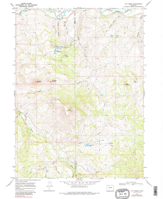 Classic USGS Fly Creek Colorado 7.5'x7.5' Topo Map Image