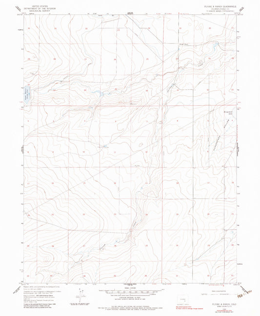 Classic USGS Flying A Ranch Colorado 7.5'x7.5' Topo Map Image