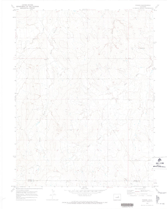 Classic USGS Fondis Colorado 7.5'x7.5' Topo Map Image