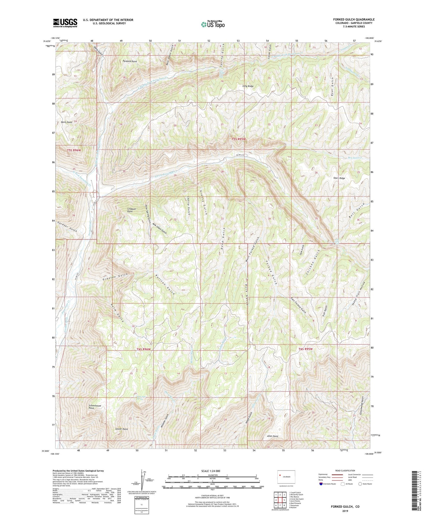 Forked Gulch Colorado US Topo Map Image