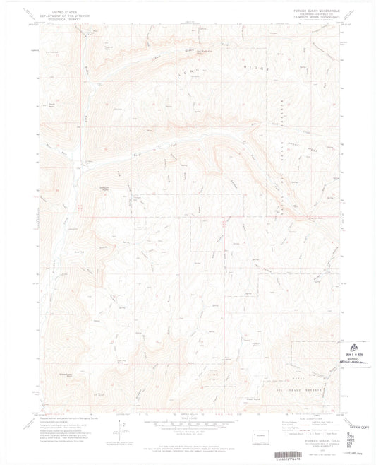 Classic USGS Forked Gulch Colorado 7.5'x7.5' Topo Map Image