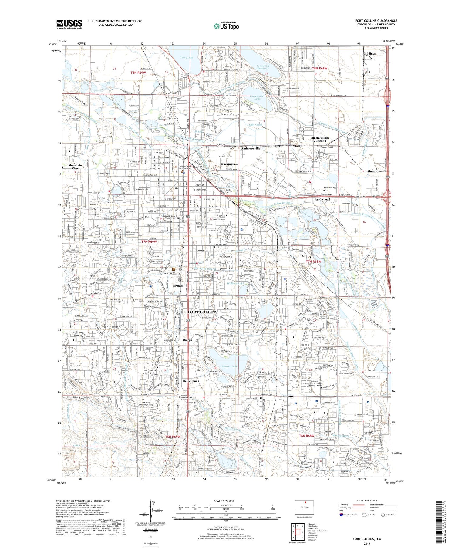 Fort Collins Colorado US Topo Map Image