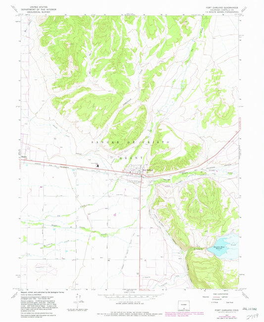 Classic USGS Fort Garland Colorado 7.5'x7.5' Topo Map Image