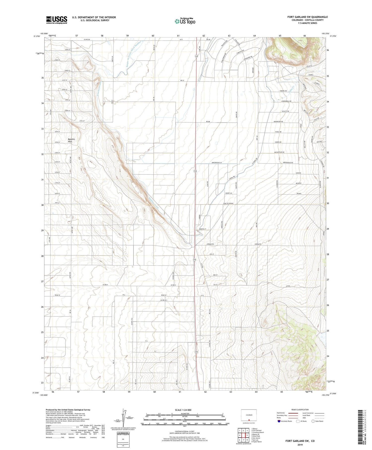 Fort Garland SW Colorado US Topo Map Image