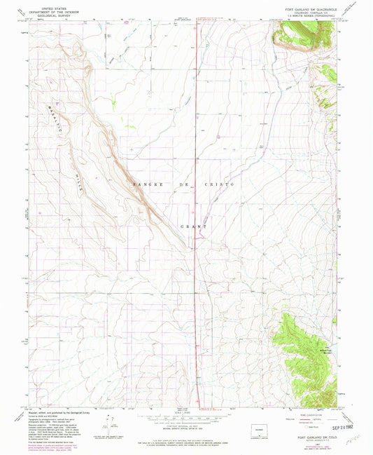 Classic USGS Fort Garland SW Colorado 7.5'x7.5' Topo Map Image