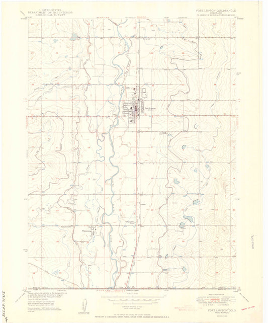 Classic USGS Fort Lupton Colorado 7.5'x7.5' Topo Map Image