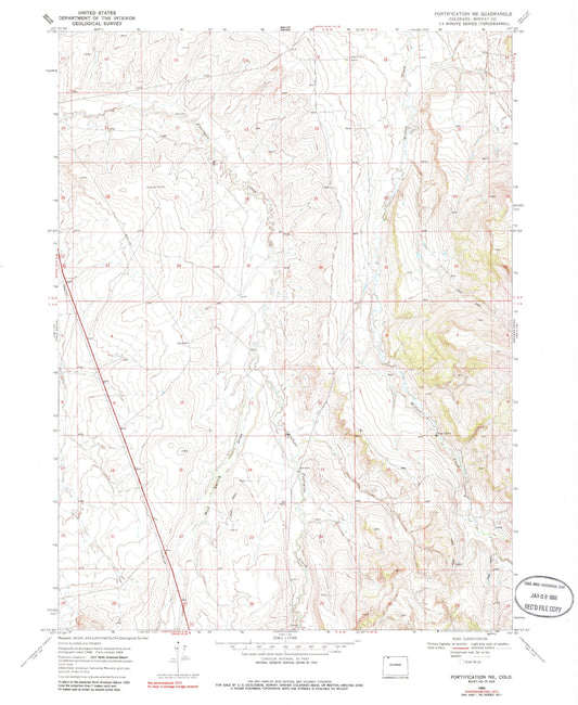 Classic USGS Fortification NE Colorado 7.5'x7.5' Topo Map Image
