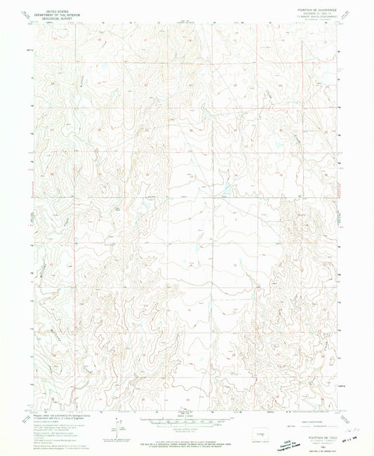 Classic USGS Fountain NE Colorado 7.5'x7.5' Topo Map Image