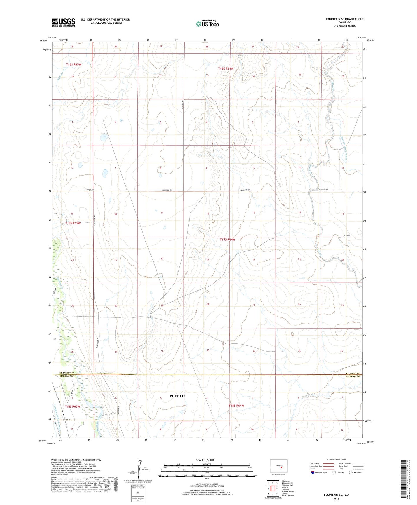 Fountain SE Colorado US Topo Map Image