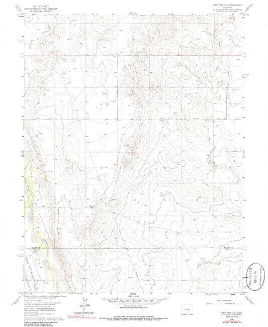 Classic USGS Fountain SE Colorado 7.5'x7.5' Topo Map Image