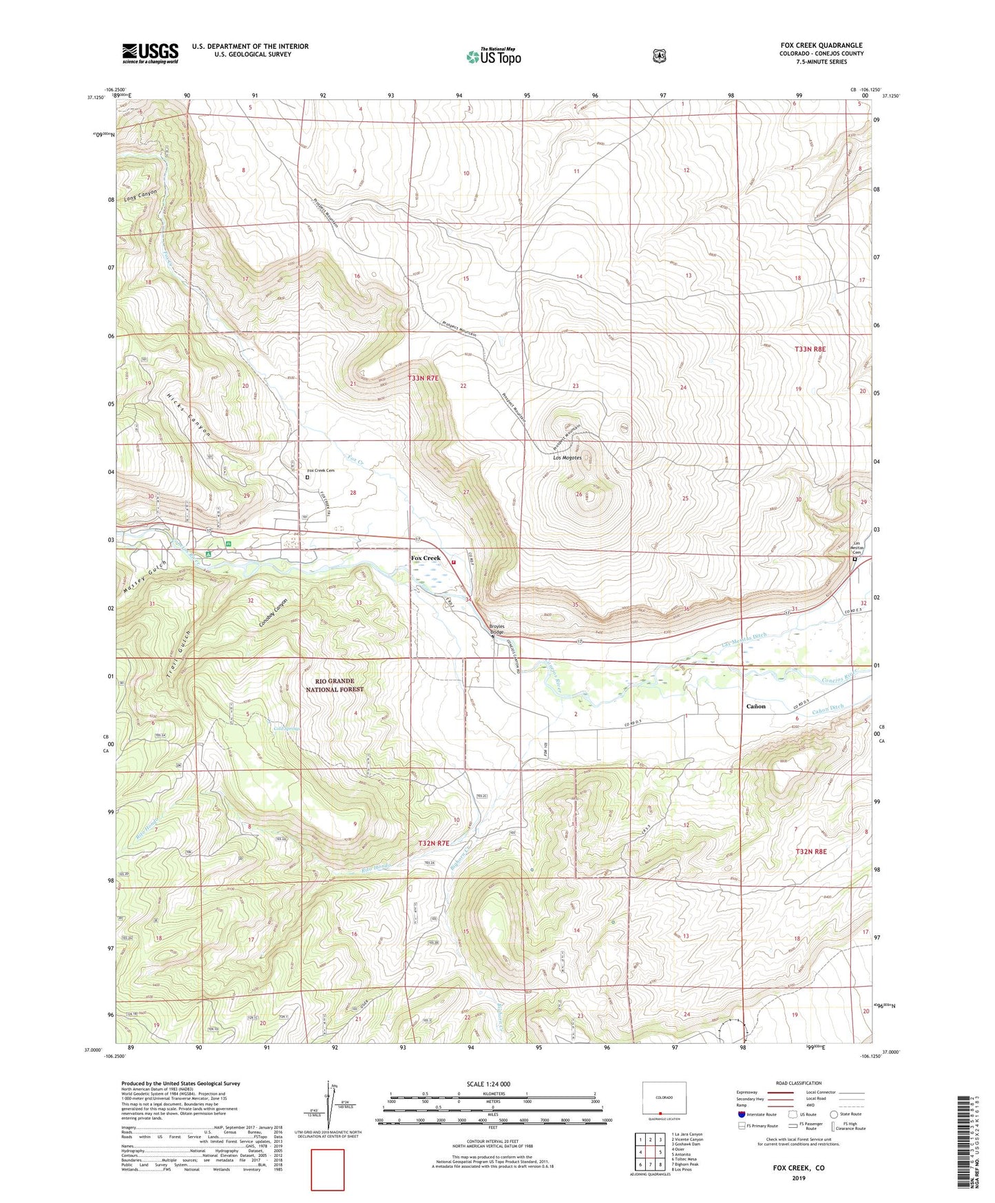 Fox Creek Colorado US Topo Map Image