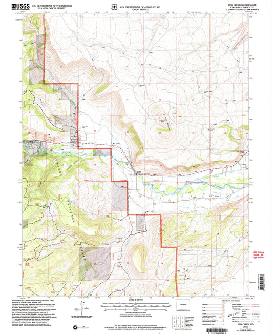 Classic USGS Fox Creek Colorado 7.5'x7.5' Topo Map Image