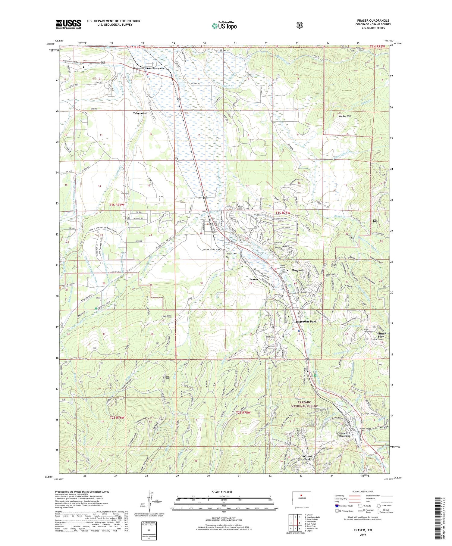 Fraser Colorado US Topo Map Image