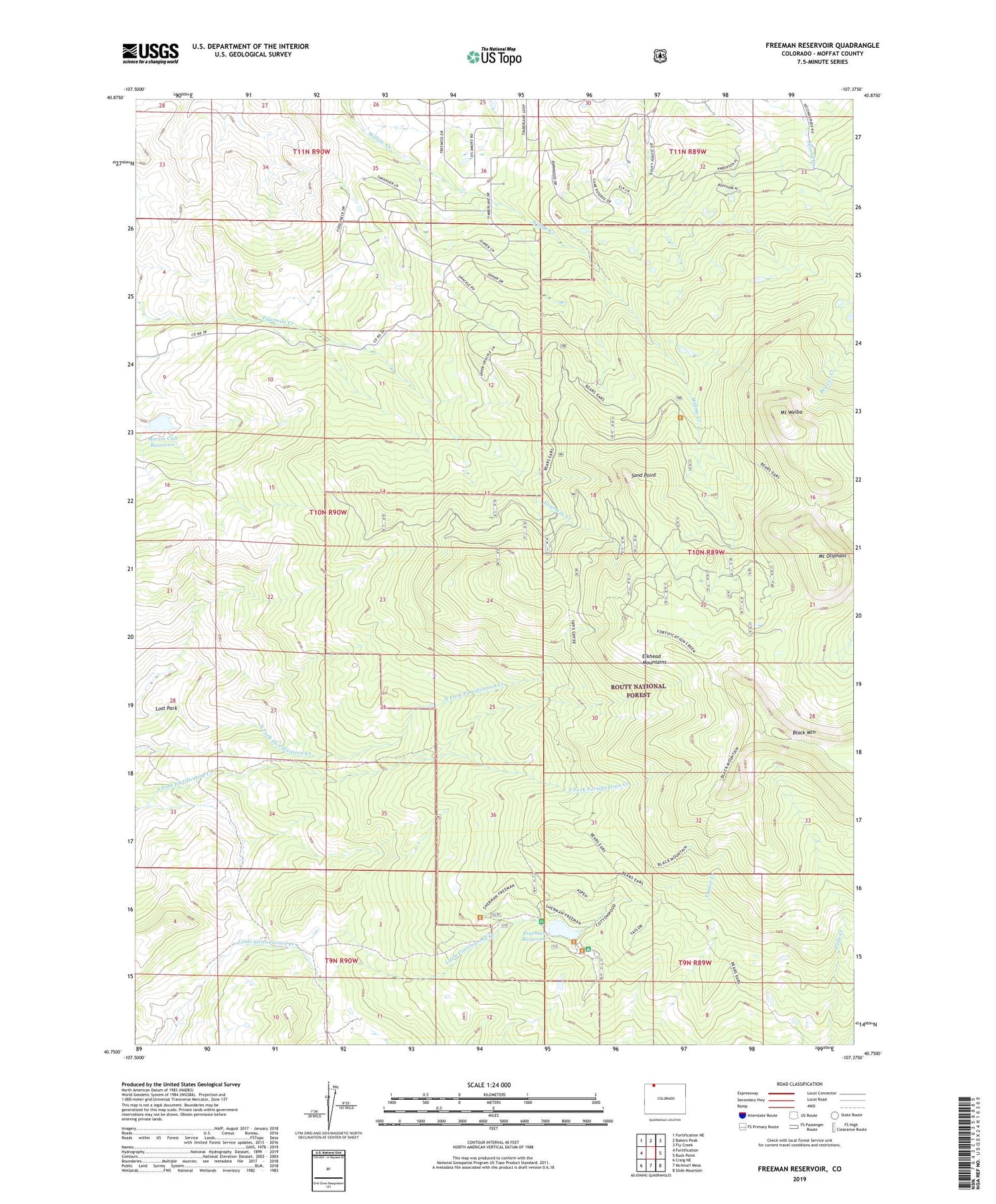 Freeman Reservoir Colorado US Topo Map Image