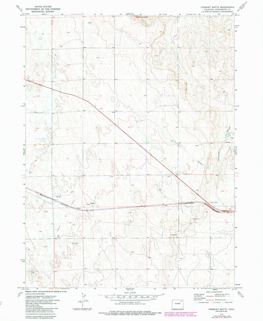 Classic USGS Fremont Butte Colorado 7.5'x7.5' Topo Map Image