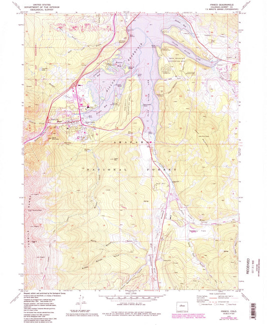 Classic USGS Frisco Colorado 7.5'x7.5' Topo Map Image